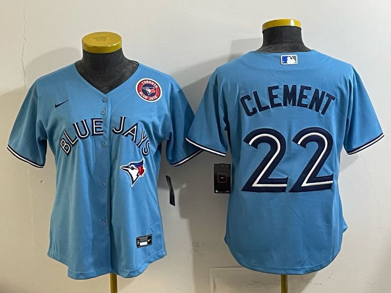 Women 2025 Nike Toronto Blue Jays #22 Clement Light Blue Game MLB Jersey 01->women mlb jersey->Women Jersey
